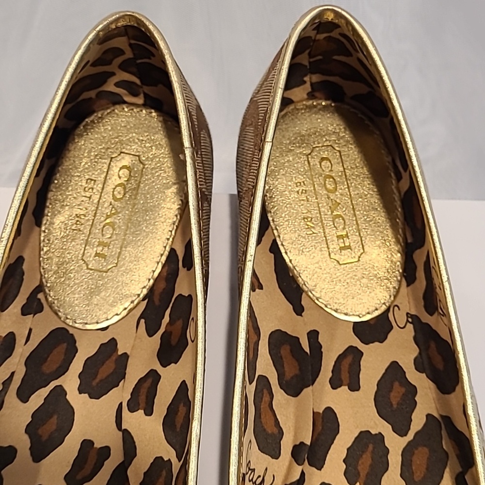 Coach Brown and Gold Ballet Loafer - Picture 8 of 9